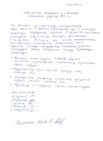 Тамақтану сапасына мониторинг актісі